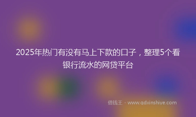 2025年热门有没有马上下款的口子，整理5个看银行流水的网贷平台