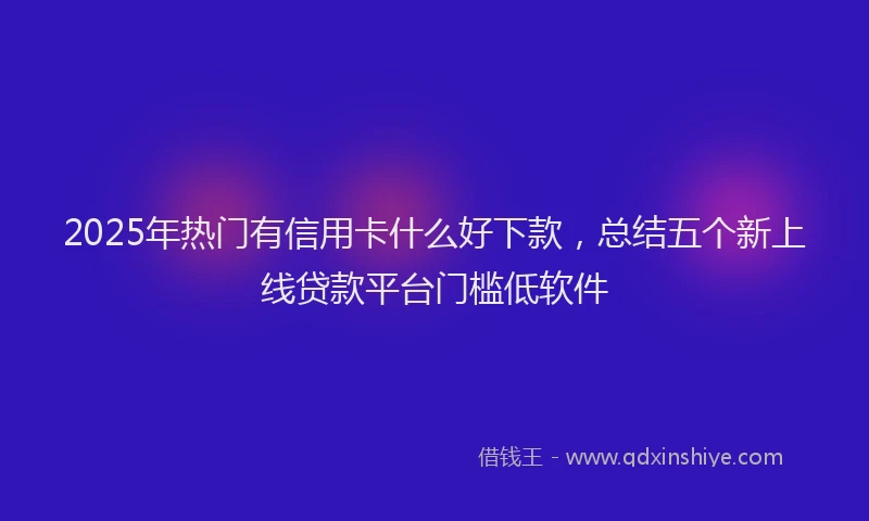 2025年热门有信用卡什么好下款，总结五个新上线贷款平台门槛低软件