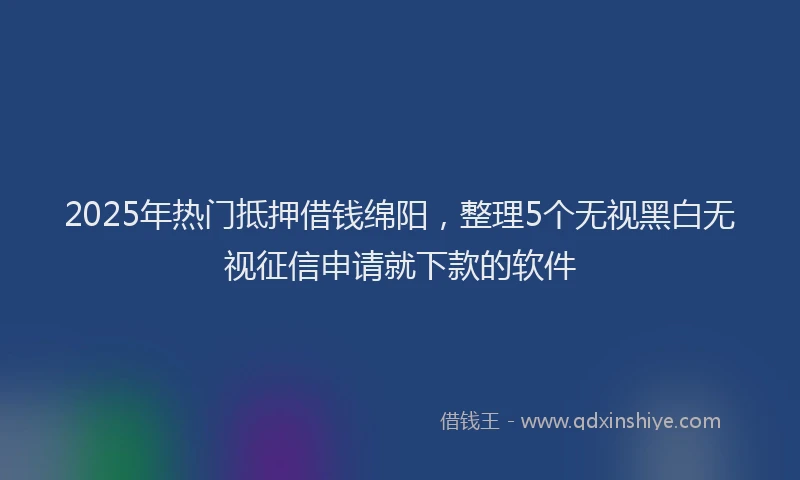 2025年热门抵押借钱绵阳，整理5个无视黑白无视征信申请就下款的软件