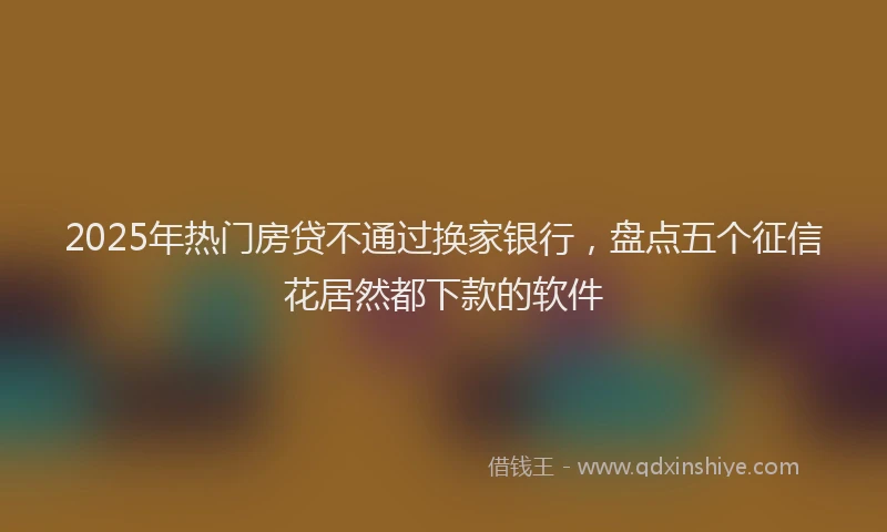 2025年热门房贷不通过换家银行，盘点五个征信花居然都下款的软件