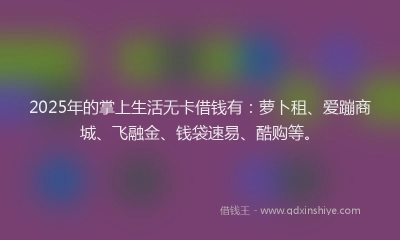 2025年的掌上生活无卡借钱有：萝卜租、爱蹦商城、飞融金、钱袋速易、酷购等。