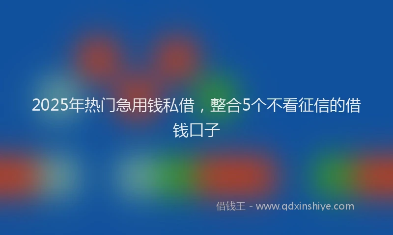2025年热门急用钱私借，整合5个不看征信的借钱口子