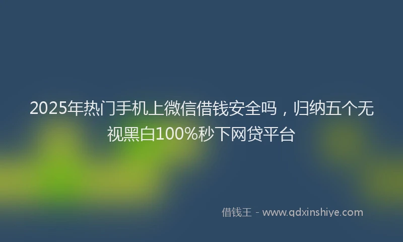2025年热门手机上微信借钱安全吗，归纳五个无视黑白100%秒下网贷平台