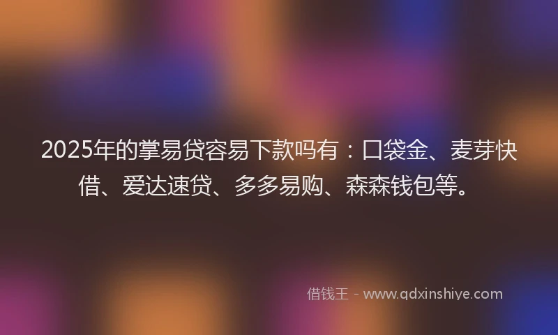 2025年的掌易贷容易下款吗有：口袋金、麦芽快借、爱达速贷、多多易购、森森钱包等。