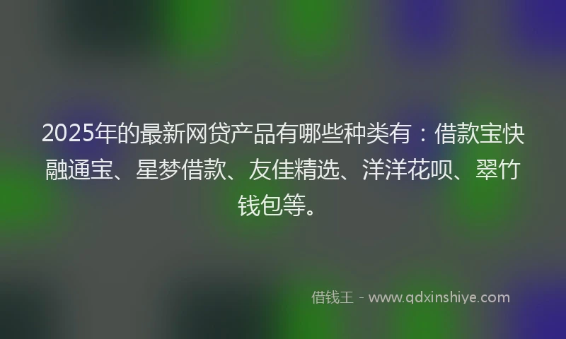 2025年的最新网贷产品有哪些种类有：借款宝快融通宝、星梦借款、友佳精选、洋洋花呗、翠竹钱包等。