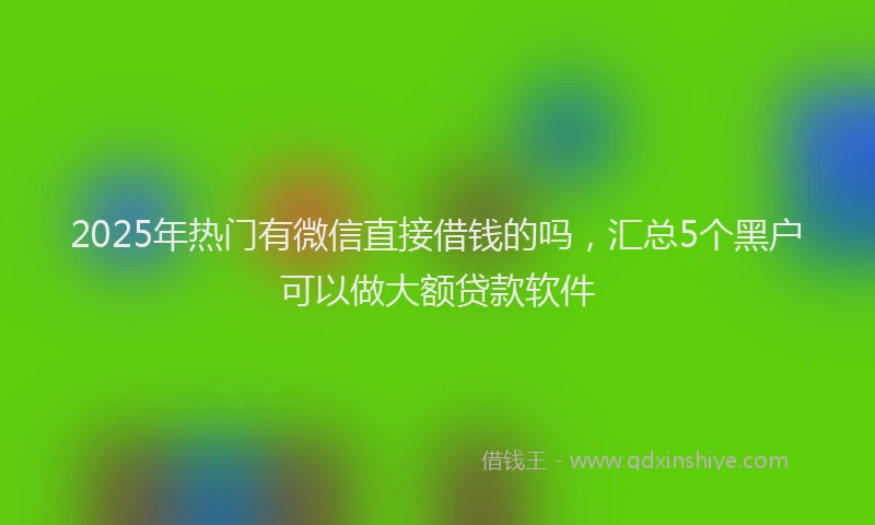 2025年热门有微信直接借钱的吗，汇总5个黑户可以做大额贷款软件