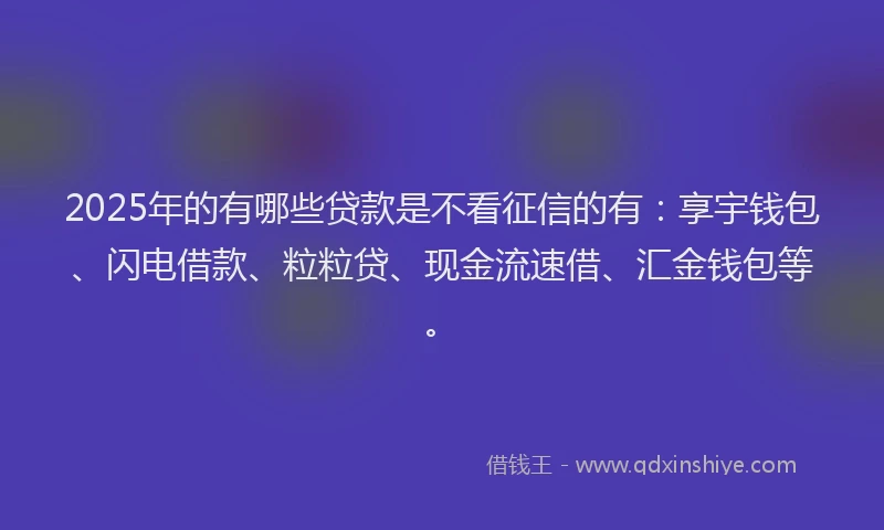 2025年的有哪些贷款是不看征信的有：享宇钱包、闪电借款、粒粒贷、现金流速借、汇金钱包等。