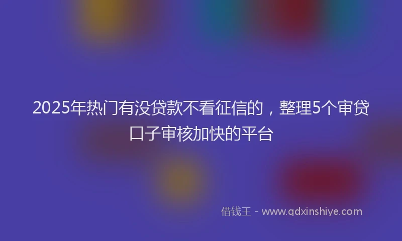 2025年热门有没贷款不看征信的，整理5个审贷口子审核加快的平台