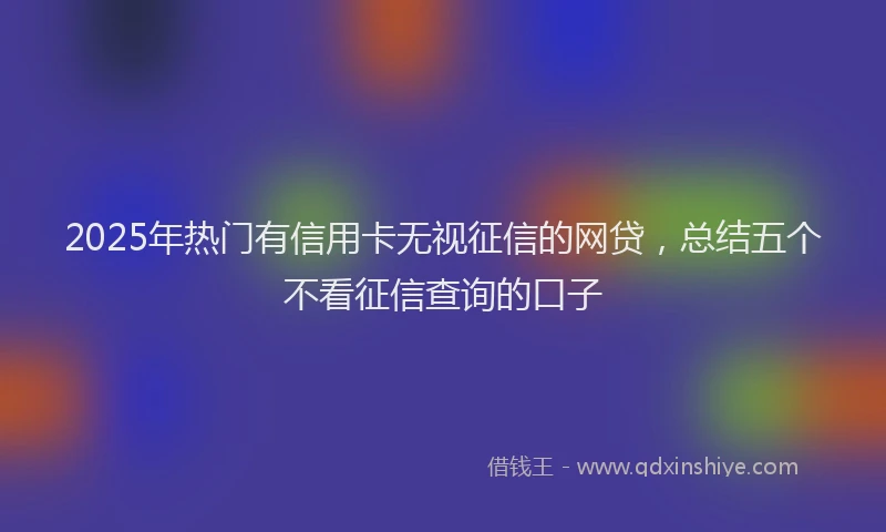 2025年热门有信用卡无视征信的网贷，总结五个不看征信查询的口子