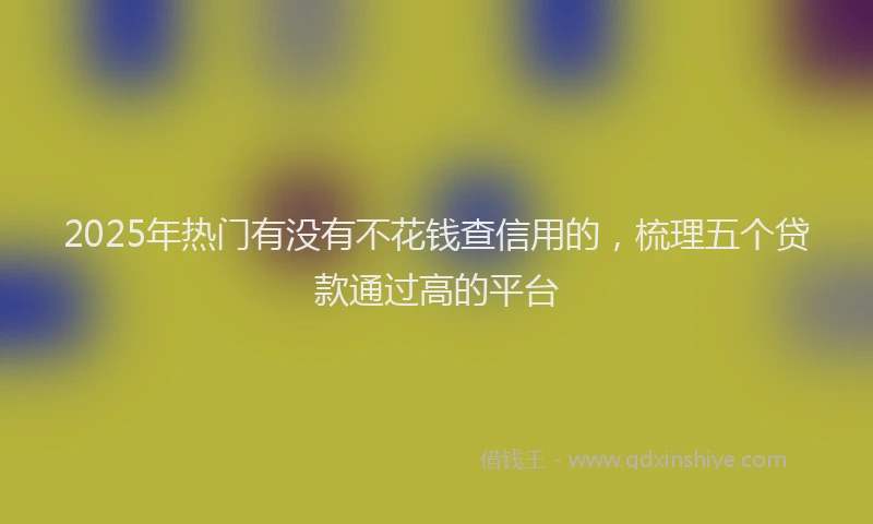 2025年热门有没有不花钱查信用的，梳理五个贷款通过高的平台