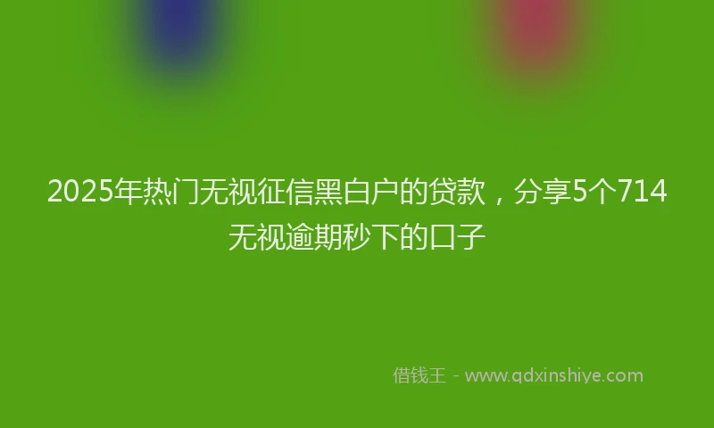 2025年热门无视征信黑白户的贷款，分享5个714无视逾期秒下的口子
