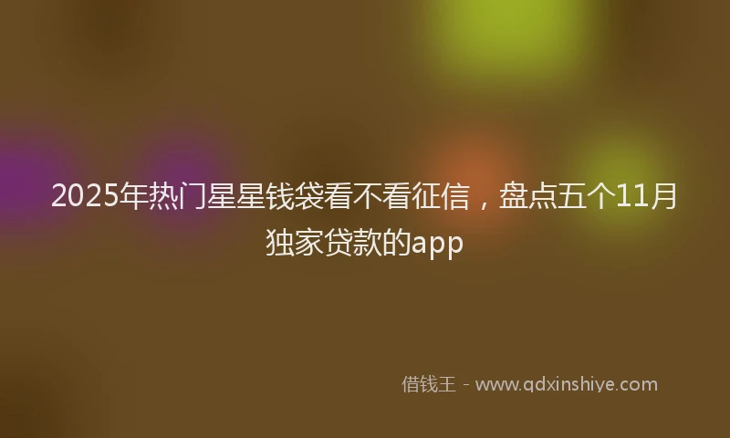 2025年热门星星钱袋看不看征信，盘点五个11月独家贷款的app