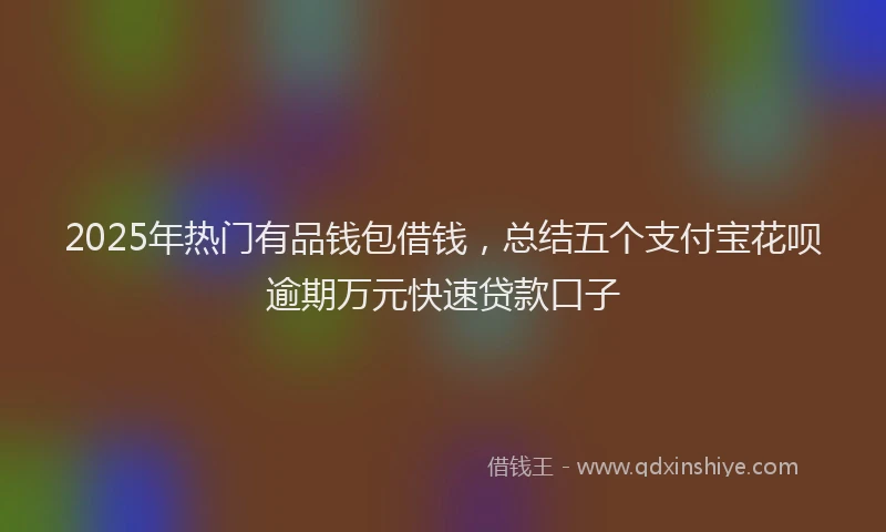 2025年热门有品钱包借钱，总结五个支付宝花呗逾期万元快速贷款口子