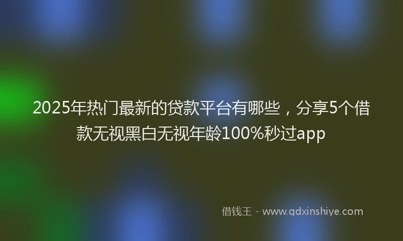 2025年热门最新的贷款平台有哪些，分享5个借款无视黑白无视年龄100%秒过app