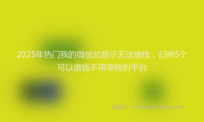 2025年热门我的微信总显示无法借钱，归纳5个可以借钱不用审核的平台