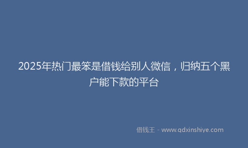 2025年热门最笨是借钱给别人微信，归纳五个黑户能下款的平台