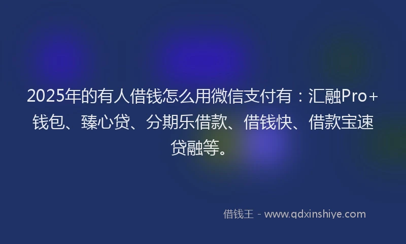 2025年的有人借钱怎么用微信支付有：汇融Pro+钱包、臻心贷、分期乐借款、借钱快、借款宝速贷融等。