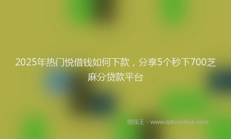 2025年热门悦借钱如何下款，分享5个秒下700芝麻分贷款平台