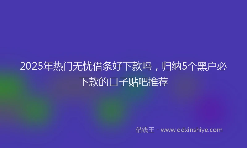 2025年热门无忧借条好下款吗，归纳5个黑户必下款的口子贴吧推荐