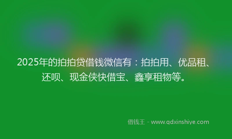 2025年的拍拍贷借钱微信有：拍拍用、优品租、还呗、现金侠快借宝、鑫享租物等。