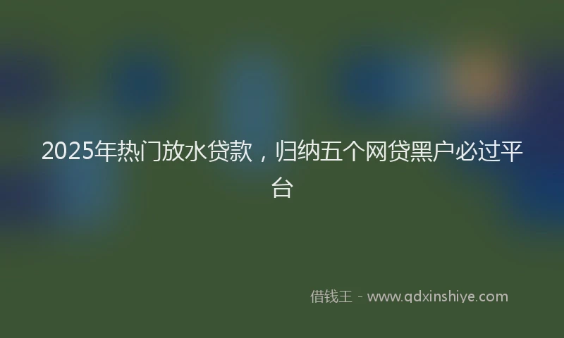 2025年热门放水贷款，归纳五个网贷黑户必过平台