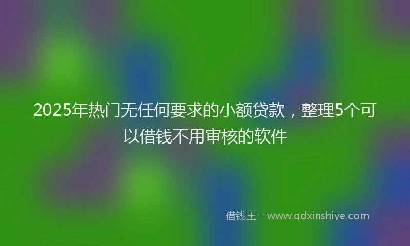 2025年热门无任何要求的小额贷款，整理5个可以借钱不用审核的软件