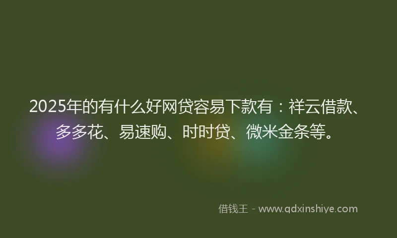 2025年的有什么好网贷容易下款有：祥云借款、多多花、易速购、时时贷、微米金条等。