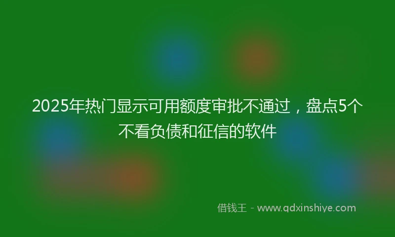 2025年热门显示可用额度审批不通过，盘点5个不看负债和征信的软件