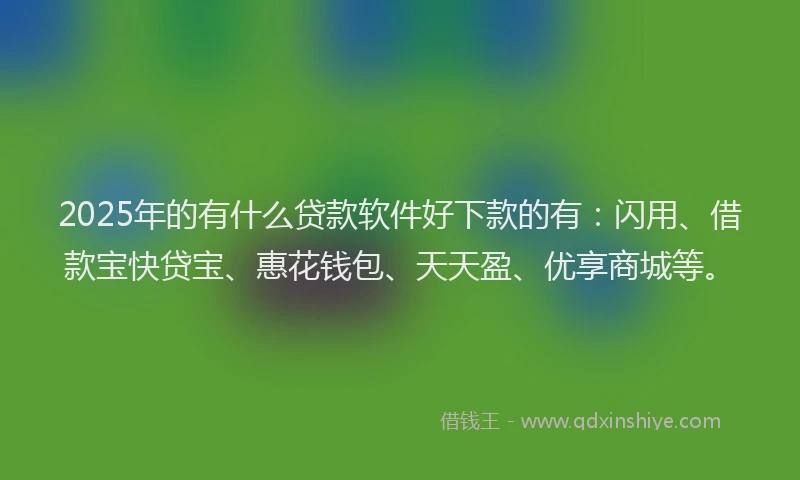 2025年的有什么贷款软件好下款的有：闪用、借款宝快贷宝、惠花钱包、天天盈、优享商城等。