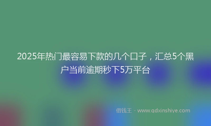 2025年热门最容易下款的几个口子，汇总5个黑户当前逾期秒下5万平台