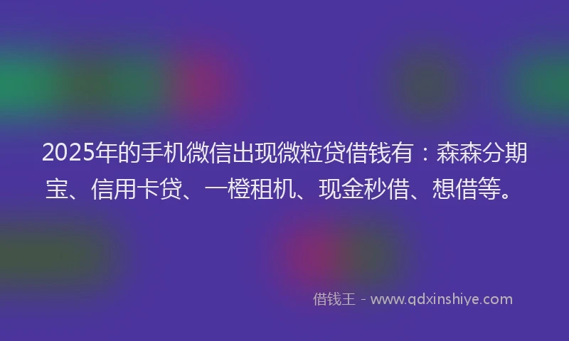 2025年的手机微信出现微粒贷借钱有：森森分期宝、信用卡贷、一橙租机、现金秒借、想借等。