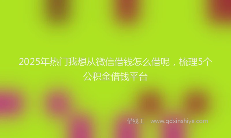 2025年热门我想从微信借钱怎么借呢，梳理5个公积金借钱平台