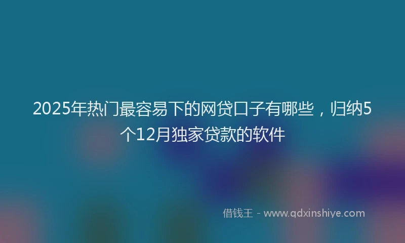 2025年热门最容易下的网贷口子有哪些，归纳5个12月独家贷款的软件
