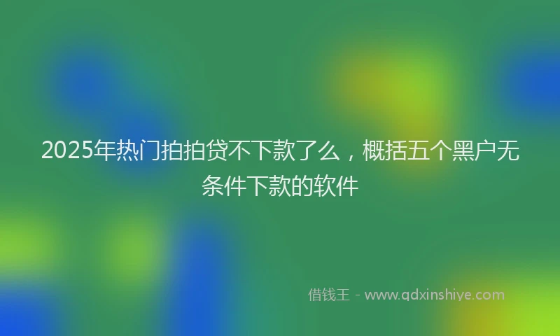 2025年热门拍拍贷不下款了么，概括五个黑户无条件下款的软件