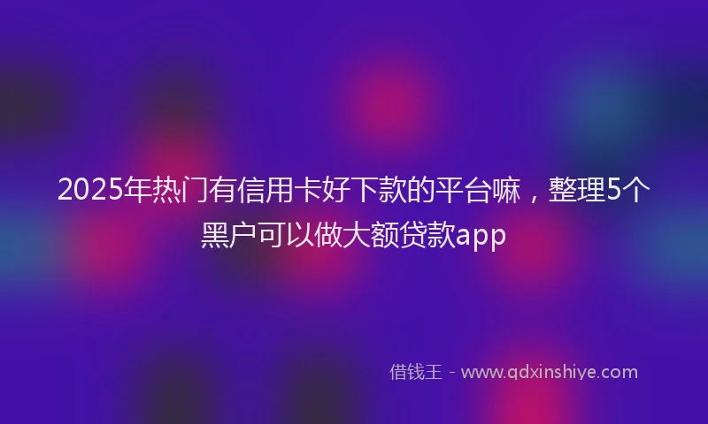 2025年热门有信用卡好下款的平台嘛，整理5个黑户可以做大额贷款app