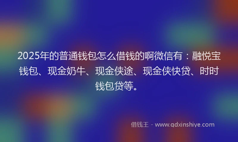 2025年的普通钱包怎么借钱的啊微信有：融悦宝钱包、现金奶牛、现金侠途、现金侠快贷、时时钱包贷等。