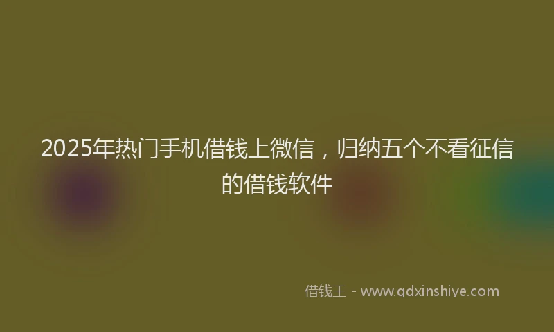 2025年热门手机借钱上微信，归纳五个不看征信的借钱软件