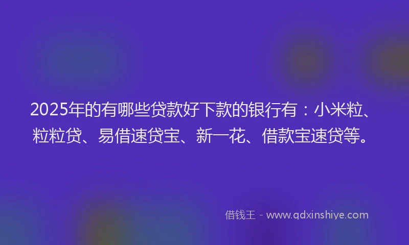2025年的有哪些贷款好下款的银行有：小米粒、粒粒贷、易借速贷宝、新一花、借款宝速贷等。