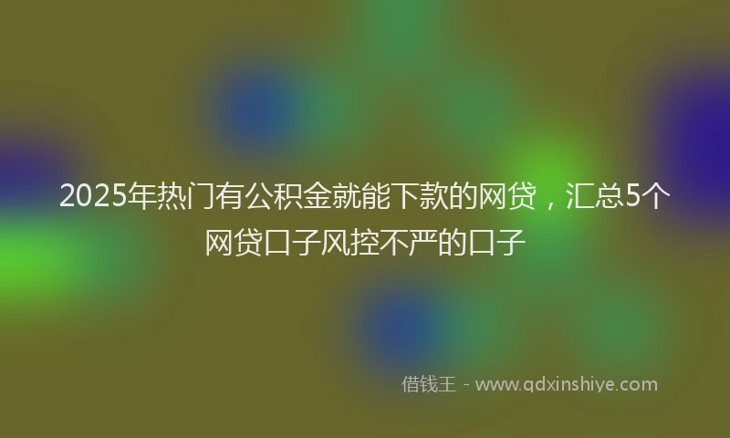 2025年热门有公积金就能下款的网贷，汇总5个网贷口子风控不严的口子