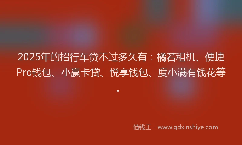 2025年的招行车贷不过多久有：橘若租机、便捷Pro钱包、小赢卡贷、悦享钱包、度小满有钱花等。