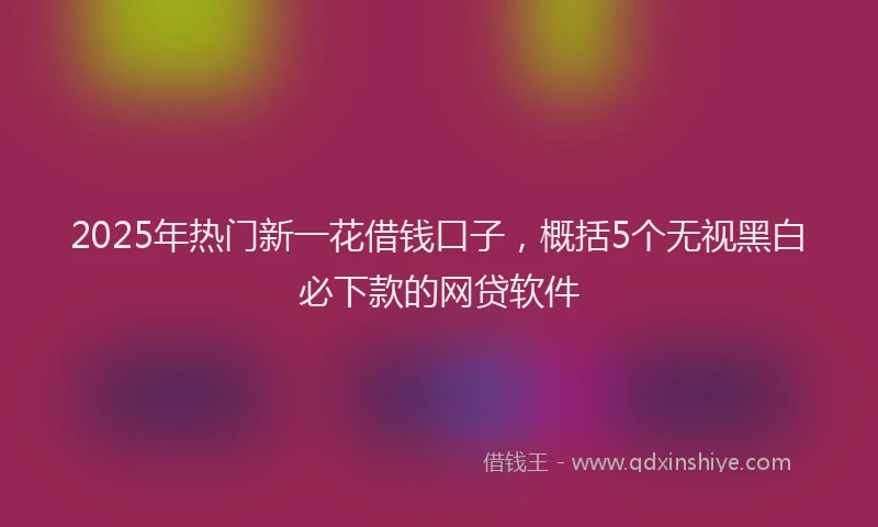 2025年热门新一花借钱口子，概括5个无视黑白必下款的网贷软件