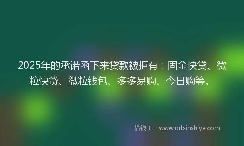 2025年的承诺函下来贷款被拒有：固金快贷、微粒快贷、微粒钱包、多多易购、今日购等。