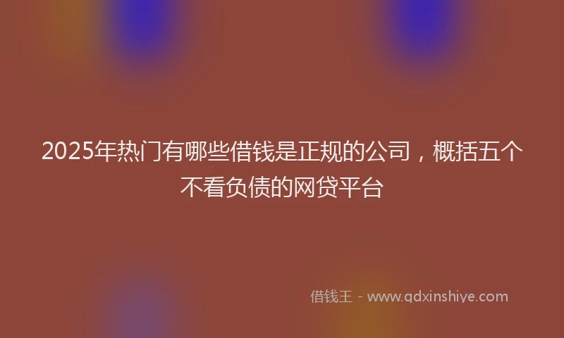 2025年热门有哪些借钱是正规的公司，概括五个不看负债的网贷平台