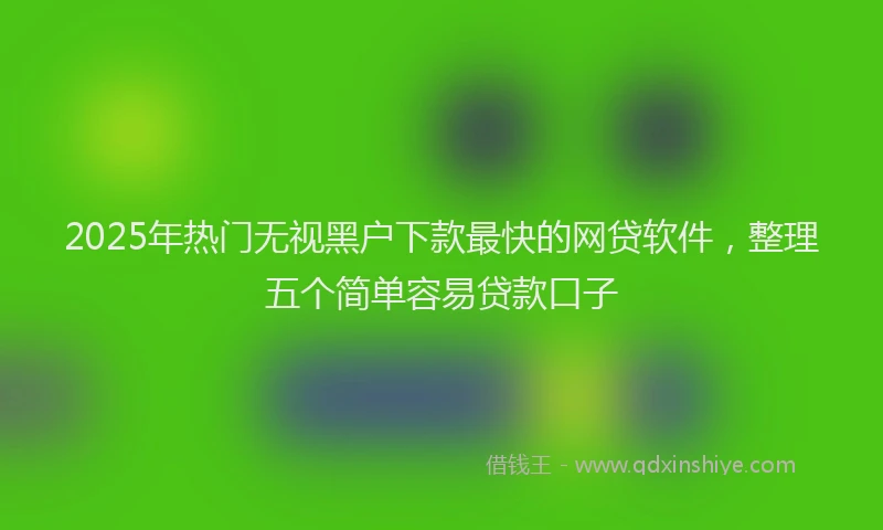 2025年热门无视黑户下款最快的网贷软件，整理五个简单容易贷款口子