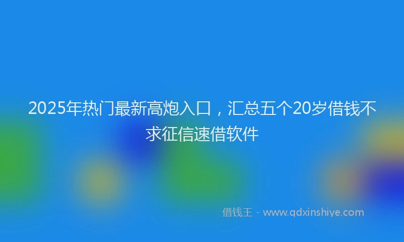 2025年热门最新高炮入口，汇总五个20岁借钱不求征信速借软件