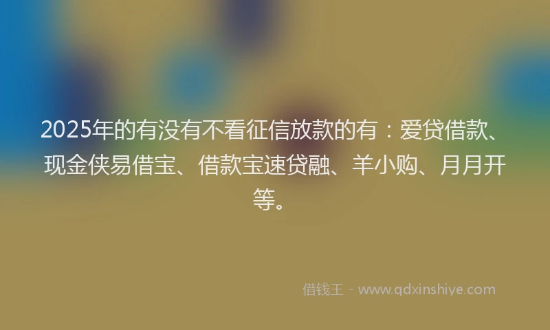 2025年的有没有不看征信放款的有：爱贷借款、现金侠易借宝、借款宝速贷融、羊小购、月月开等。
