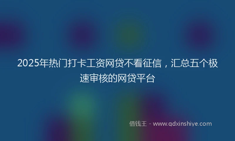 2025年热门打卡工资网贷不看征信，汇总五个极速审核的网贷平台