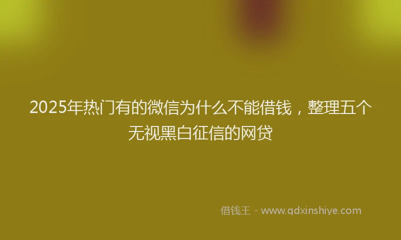 2025年热门有的微信为什么不能借钱，整理五个无视黑白征信的网贷