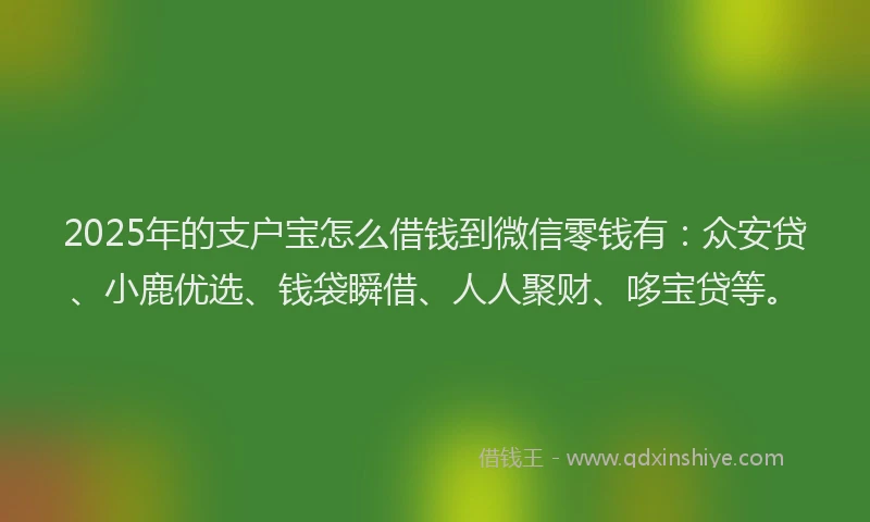 2025年的支户宝怎么借钱到微信零钱有：众安贷、小鹿优选、钱袋瞬借、人人聚财、哆宝贷等。