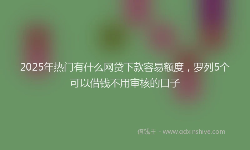 2025年热门有什么网贷下款容易额度，罗列5个可以借钱不用审核的口子